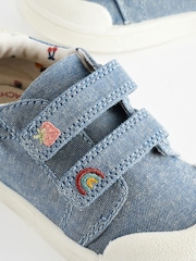Blue Denim Standard Fit (F) Touch Fasten Strap Machine Washable Trainers - Image 5 of 6