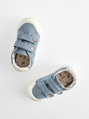 Blue Denim Standard Fit (F) Touch Fasten Strap Machine Washable Trainers - Image 6 of 6