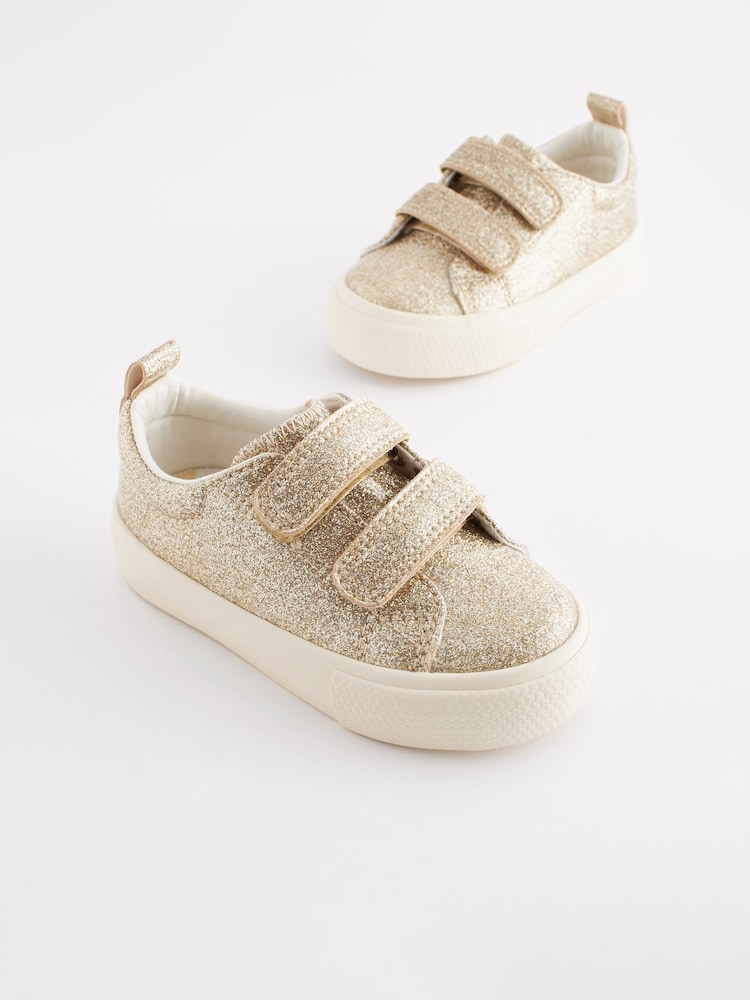 Gold Glitter Standard Fit (F) Chunky Trainers With Touch Fastening - Image 1 of 6