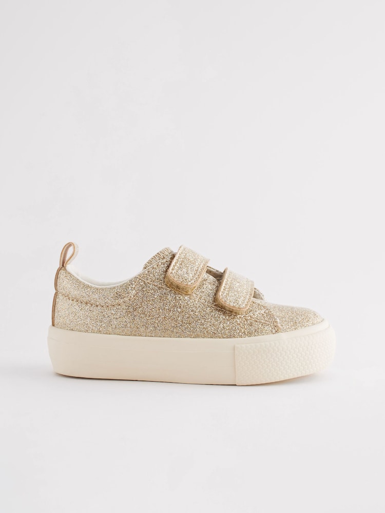 Gold Glitter Standard Fit (F) Chunky Trainers With Touch Fastening - Image 2 of 6