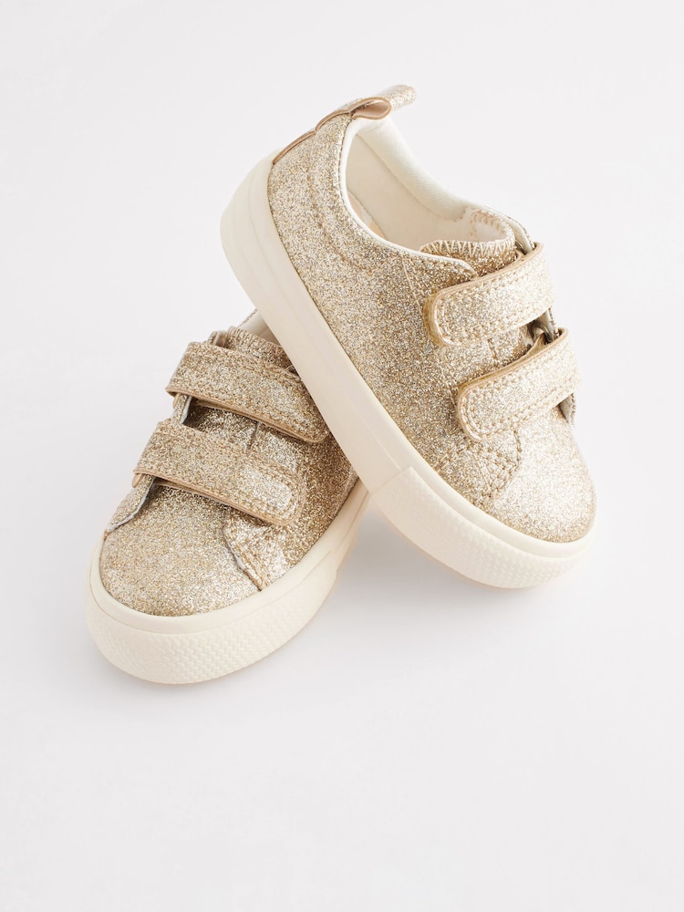 Gold Glitter Standard Fit (F) Chunky Trainers With Touch Fastening - Image 6 of 6