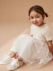 Ivory White Glitter Bridesmaid Occasion Trainers - Image 1 of 7