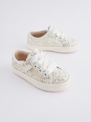 Ivory White Glitter Bridesmaid Occasion Trainers - Image 2 of 7