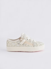 Ivory White Glitter Bridesmaid Occasion Trainers - Image 3 of 7