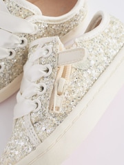 Ivory White Glitter Bridesmaid Occasion Trainers - Image 6 of 7
