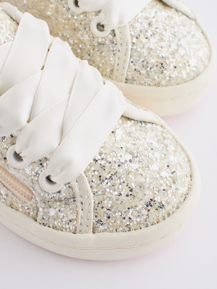 Ivory White Glitter Bridesmaid Occasion Trainers - Image 7 of 7