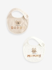 Blanc maman/papa - Lot de 2 bavoirs bébé réguliers 100% coton - Image 1 de 3