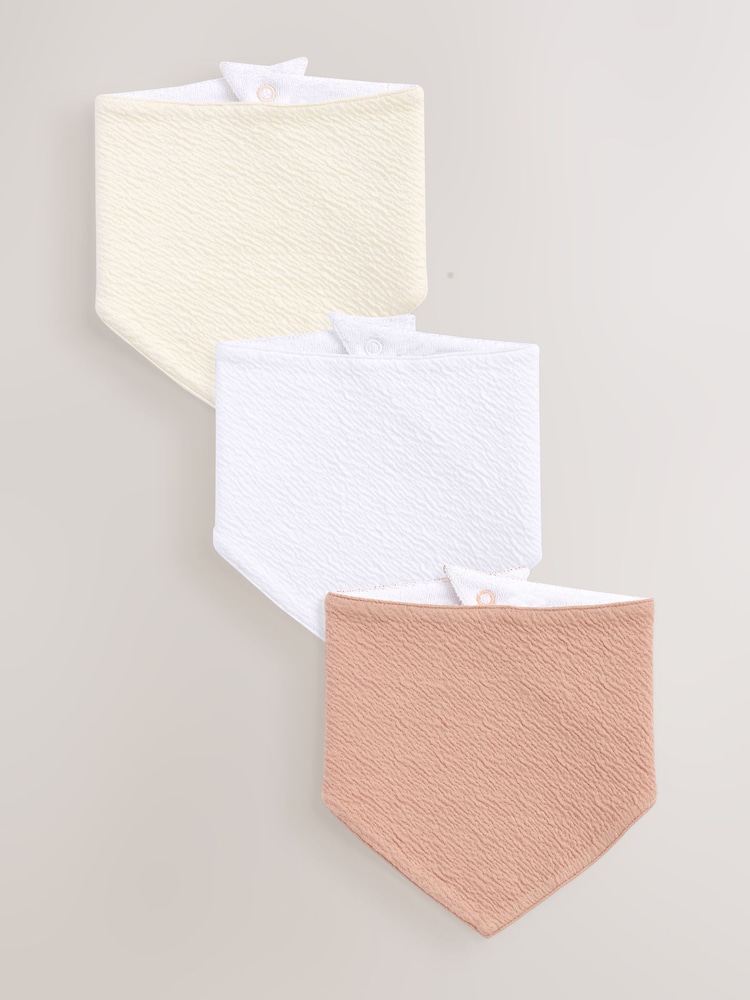 White/Neutral Baby Dribble Bibs 3 Pack - Image 1 of 5