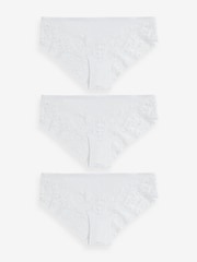 White Brazilian Floral Lace Knickers 3 Pack - Image 5 of 7