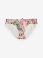 Creme/Pink geblümt/Pink mit Rosen/Salbeigrün - Nahtlose Brazilian-Spitzenslips im 5er-Pack - Bild 10 von 11