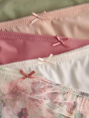 Creme/Pink geblümt/Pink mit Rosen/Salbeigrün - Nahtlose Brazilian-Spitzenslips im 5er-Pack - Bild 11 von 11