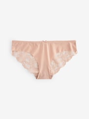 Creme/Pink geblümt/Pink mit Rosen/Salbeigrün - Nahtlose Brazilian-Spitzenslips im 5er-Pack - Bild 7 von 11