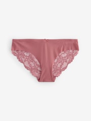 Creme/Pink geblümt/Pink mit Rosen/Salbeigrün - Nahtlose Brazilian-Spitzenslips im 5er-Pack - Bild 8 von 11