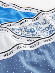 White/Light Blue Full Brief Cotton Rich Logo Knickers 4 Pack - Image 10 of 10