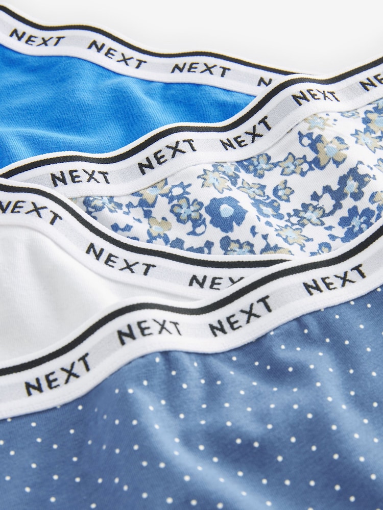 White/Light Blue Full Brief Cotton Rich Logo Knickers 4 Pack - Image 10 of 10