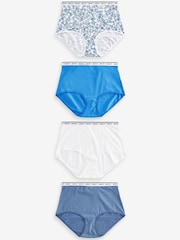 White/Light Blue Full Brief Cotton Rich Logo Knickers 4 Pack - Image 5 of 10