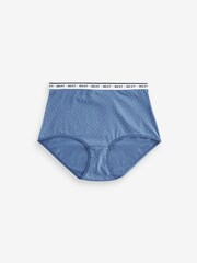 White/Light Blue Full Brief Cotton Rich Logo Knickers 4 Pack - Image 6 of 10