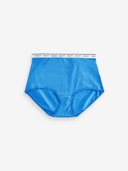 White/Light Blue Full Brief Cotton Rich Logo Knickers 4 Pack - Image 8 of 10