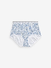 White/Light Blue Full Brief Cotton Rich Logo Knickers 4 Pack - Image 9 of 10