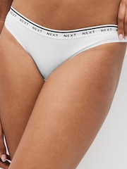 White/Light Blue Thong Cotton Rich Logo Knickers 4 Pack - Image 2 of 9