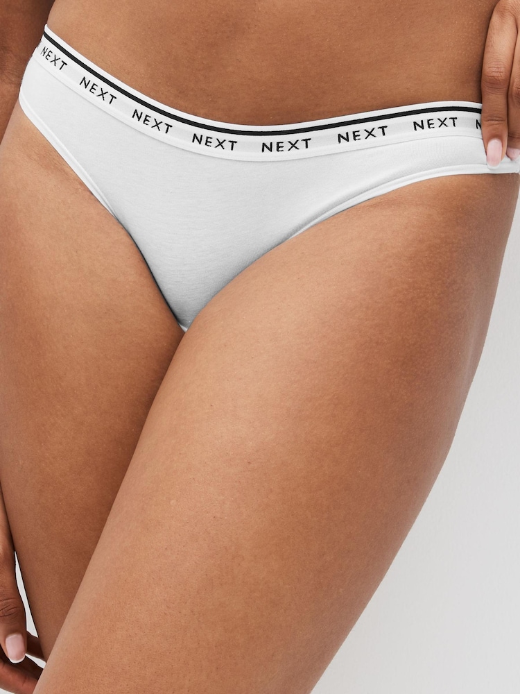 White/Light Blue Thong Cotton Rich Logo Knickers 4 Pack - Image 2 of 9