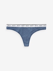 White/Light Blue Thong Cotton Rich Logo Knickers 4 Pack - Image 8 of 9