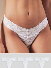 Weiß - Slip mit floraler Spitze, 3er Pack - Image 1 of 6