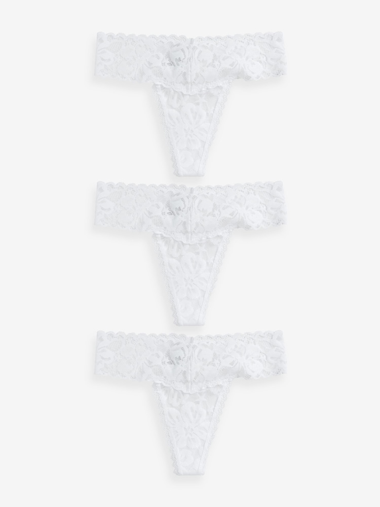 Weiß - Slip mit floraler Spitze, 3er Pack - Image 4 of 6