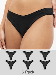 Black Extra High Leg Cotton Rich Knickers 6 Pack - Image 1 of 6