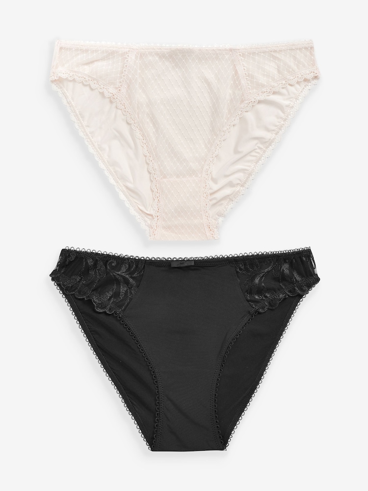 Noir/Crème - Culotte brodée 2 Pack - Image 5 of 8