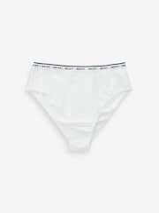 White/Light Blue High Rise High Leg Cotton Rich Logo Knickers 4 Pack - Image 3 of 9