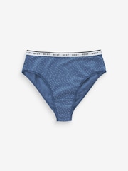 White/Light Blue High Rise High Leg Cotton Rich Logo Knickers 4 Pack - Image 6 of 9