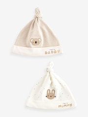 Neutre maman / papa - Haut noué bébé 100% coton Chapeaux 2 paquets (0-6mois) - Image 1 de 1