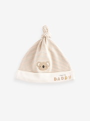 Neutral Mummy / Daddy Baby Tie Top 100% Cotton Hats 2 Packs (0-6mths) - Image 4 of 4