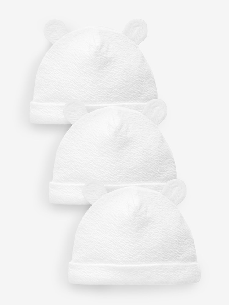 Weiß - Beanie-Jersey-Mütze für Babys im 3er-Pack (0–12 M.) - Image 1 of 3