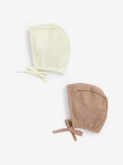 Cream / Neutral 2 Pack Jersey Baby Bonnets (0-6mths) - Image 1 of 3