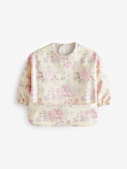 Pink Floral Baby Weaning And Feeding Sleeved Bibs - Image 1 of 3