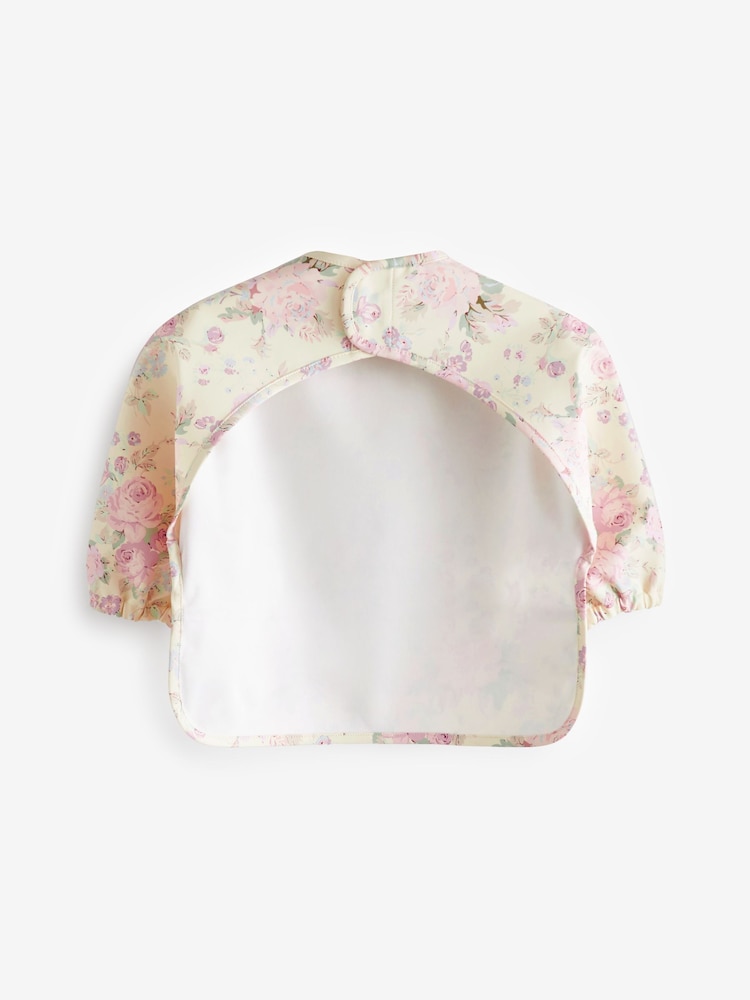 Pink Floral Baby Weaning And Feeding Sleeved Bibs - Image 2 of 3