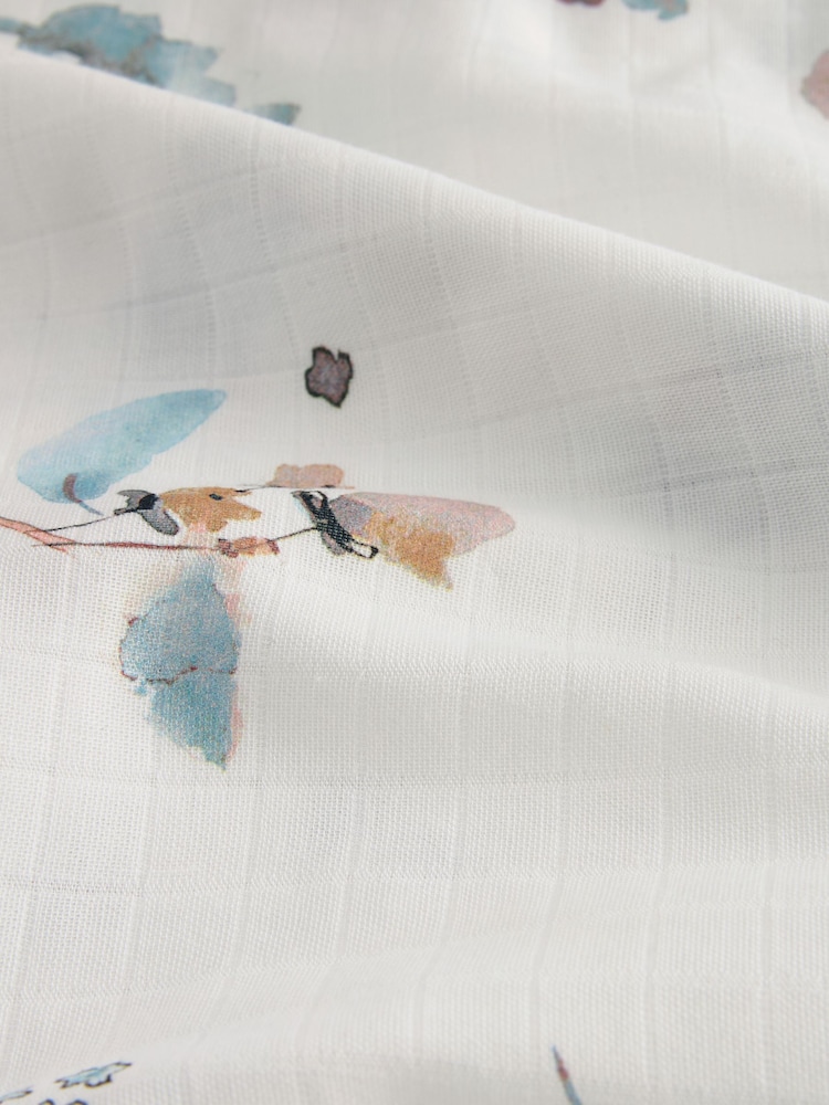 Cream Floral Baby Extra Large 100% Cotton Multipurpose Muslin - Image 3 of 3