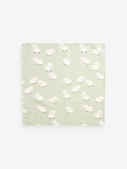 Charcoal Grey/Sage Green Sheep Baby Muslin Cloths 4 Pack - Image 3 of 7