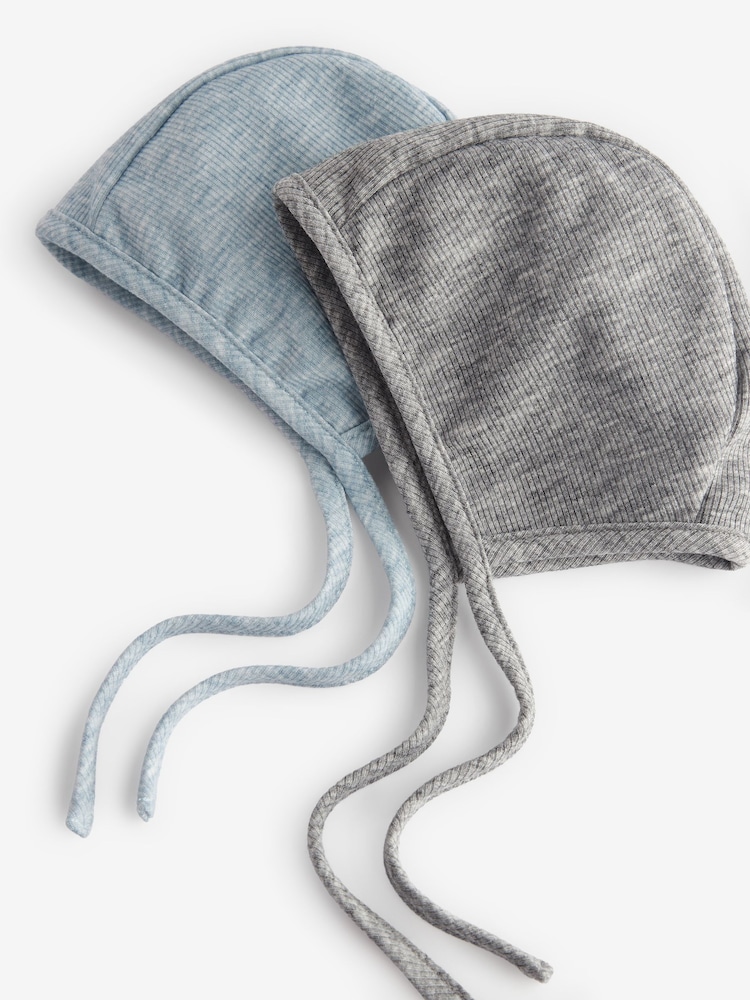 Grey/Blue Baby Bonnets Jersey 2 Pack (0-12mths) - Image 1 of 4