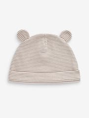 Gestreift, Blau - Baby-Bärenohr-Beanie Mützen aus 100 % Baumwolle 3er-Pack (0-18Monate) - Bild 4 von 5