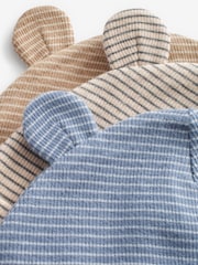 Gestreift, Blau - Baby-Bärenohr-Beanie Mützen aus 100 % Baumwolle 3er-Pack (0-18Monate) - Bild 5 von 5