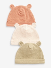Verde/Portocaliu - Bebeluș Bear Ear Căciuliță 100% Cotton Pălării/Căciuli 3 Set (0-18mths) - Imaginea 1 din 2