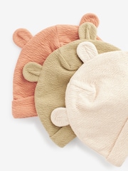 Verde/Portocaliu - Bebeluș Bear Ear Căciuliță 100% Cotton Pălării/Căciuli 3 Set (0-18mths) - Imaginea 2 din 2