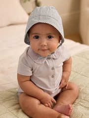 Blue Stripe Baby Bonnet (0-12mths) - Image 2 of 4