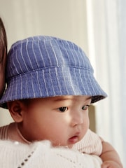 Blue Denim Stripe Baby Bucket Hat (0mths-2yrs) - Image 1 of 5