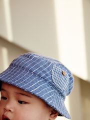 Blue Denim Stripe Baby Bucket Hat (0mths-2yrs) - Image 2 of 5