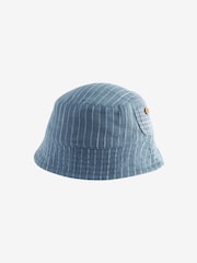 Blue Denim Stripe Baby Bucket Hat (0mths-2yrs) - Image 3 of 5