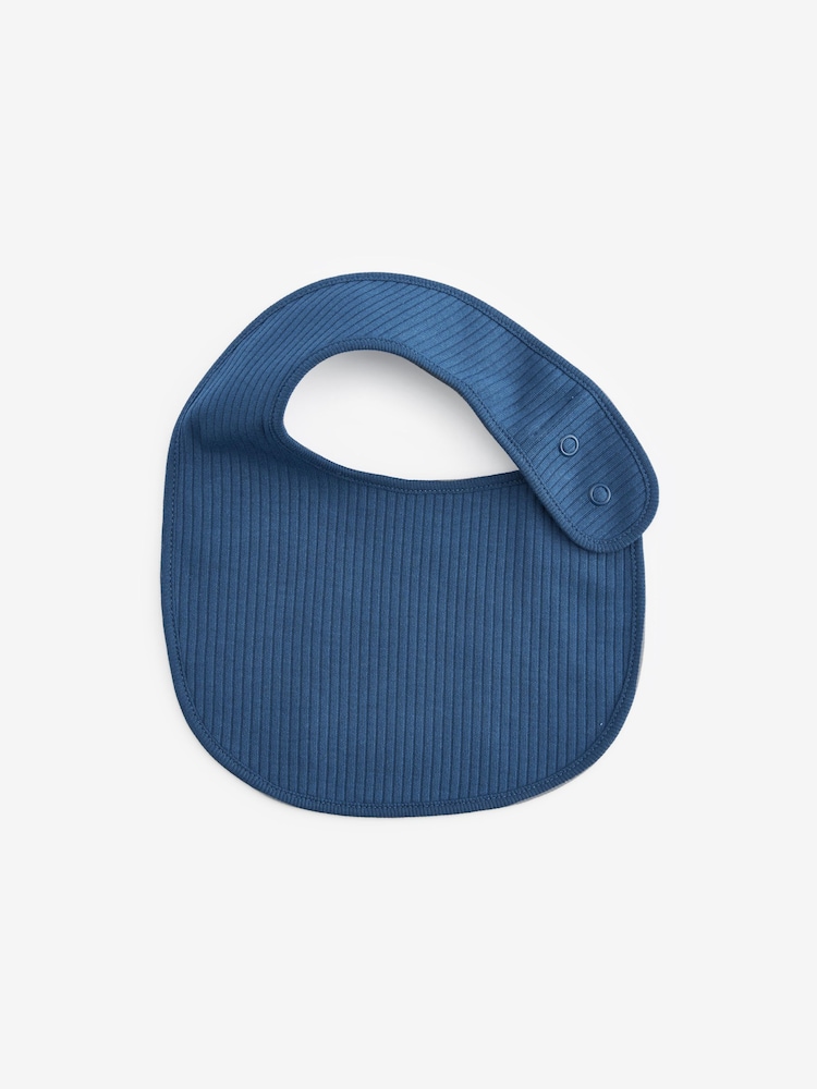 Blue/Cream Baby 100% Cotton Bibs 3 Pack - Image 4 of 4